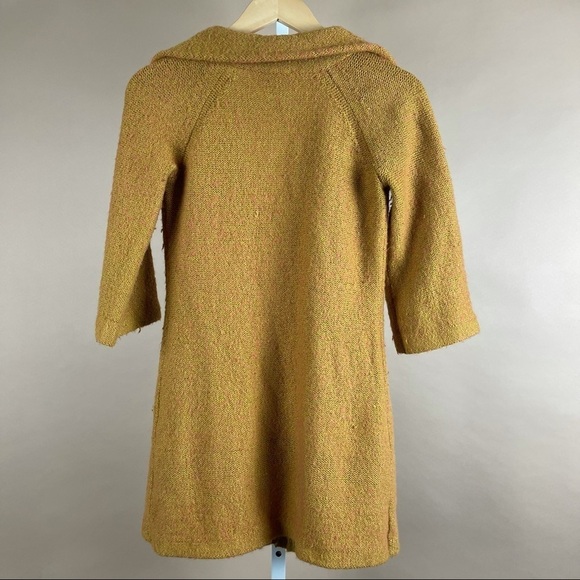 LOFT Medium Wool Blend Mustard Yellow Long Line Sweater Cardigan Coat Boho - Picture 2 of 5
